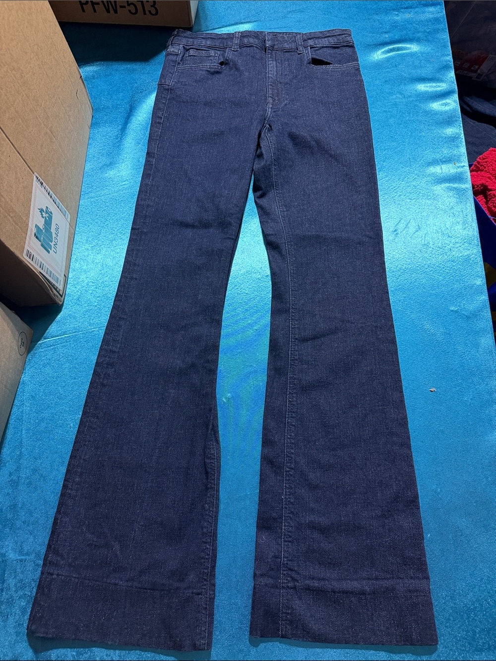 Zara Women's Dark Blue Flare Jeans